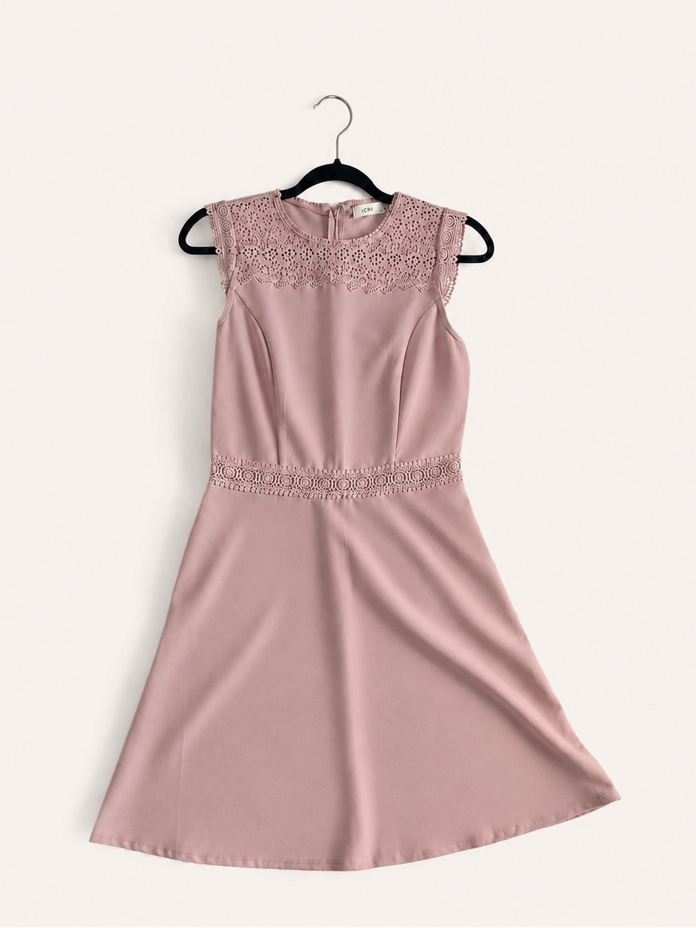 Dex Dusty Rose Lace-Trim Mini Dress